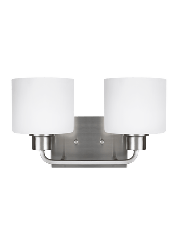 Canfield Two Light Bath Vanity Fixture - Brushed Nickel Wall Sea Gull Lighting 