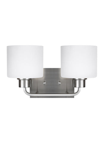 Canfield Two Light Bath Vanity LED Fixture - Brushed Nickel Wall Sea Gull Lighting 