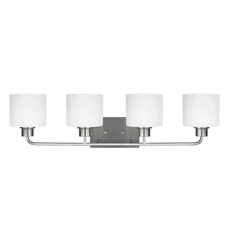 Canfield Four Light Bath Vanity LED Fixture - Brushed Nickel Wall Sea Gull Lighting 
