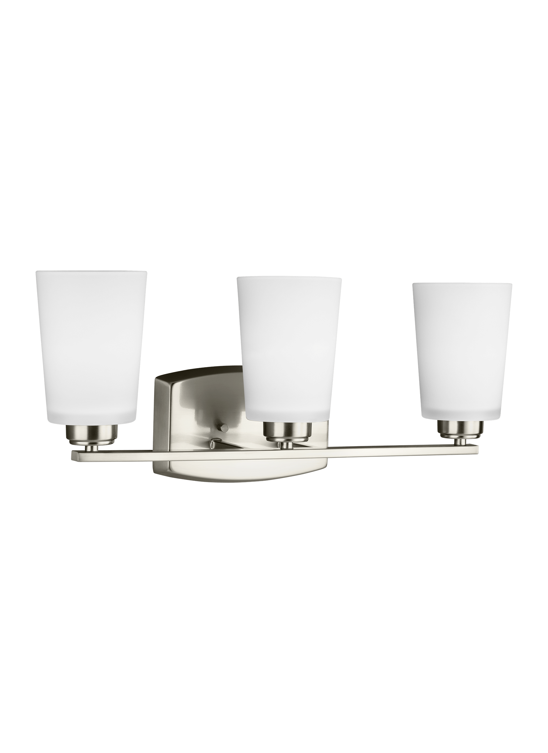 Franport Three Light Bath Vanity Fixture - Brushed Nickel Wall Sea Gull Lighting 