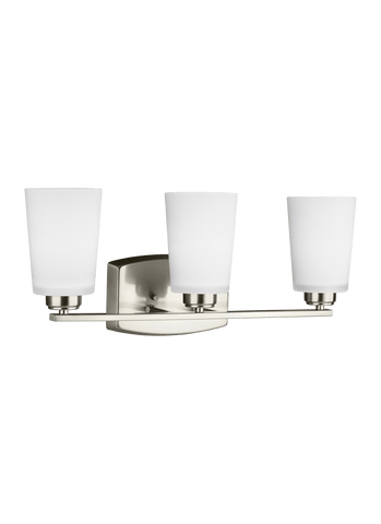 Franport Three Light Bath Vanity LED Fixture - Brushed Nickel Wall Sea Gull Lighting 