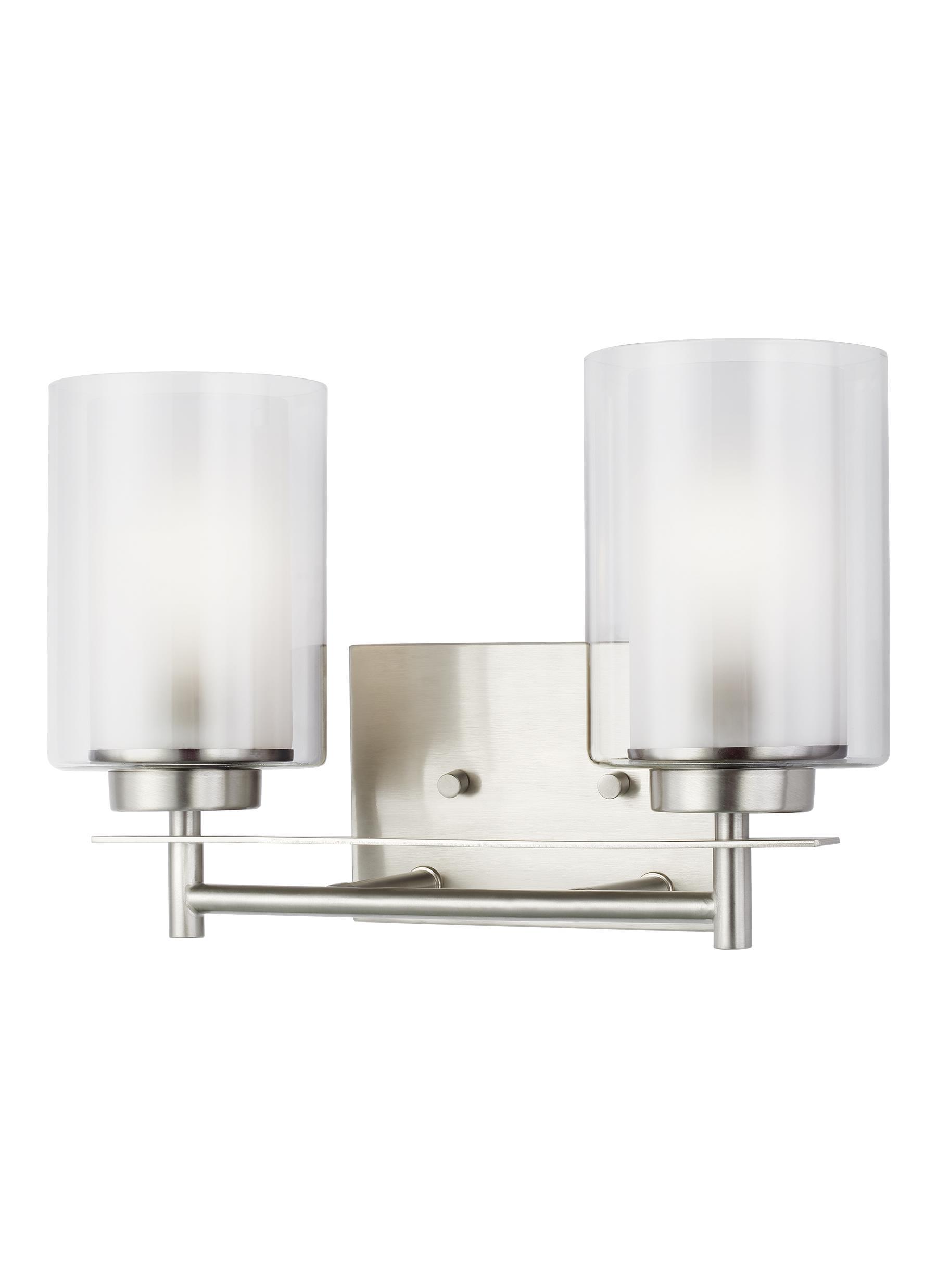 Elmwood Park Two Light Bath - Brushed Nickel Wall Sea Gull Lighting 