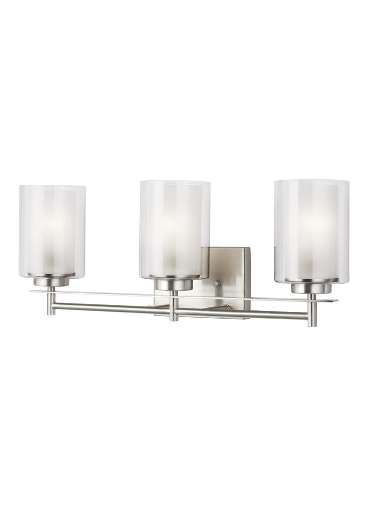 Elmwood Park Three Light Bath - Brushed Nickel Wall Sea Gull Lighting 