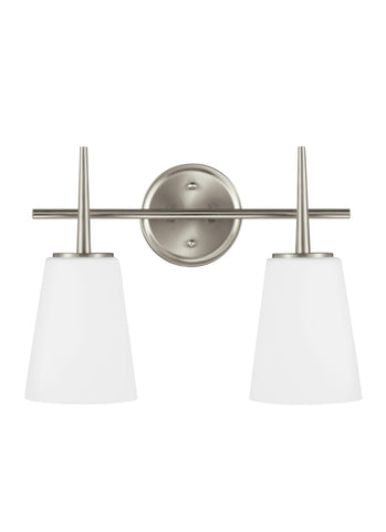 Driscoll Two Light Bath Vanity LED Fixture - Brushed Nickel Wall Sea Gull Lighting 