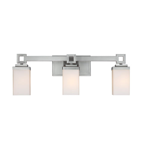 Nelio 3 Light Bath Vanity in Pewter with Cased Opal Glass