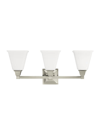 Denhelm Three Light Bath Vanity LED Fixture - Brushed Nickel Wall Sea Gull Lighting 