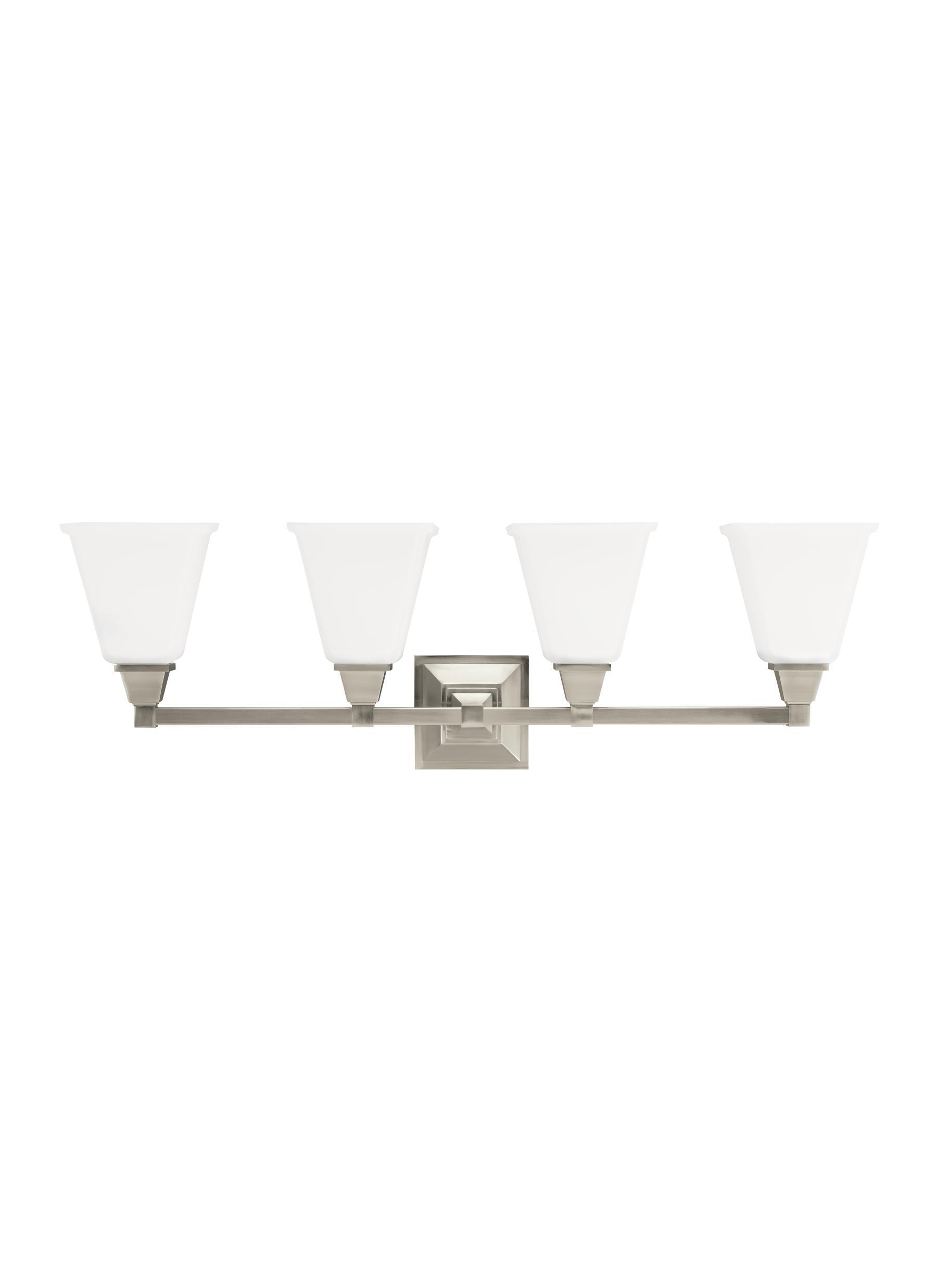 Denhelm Four Light Bath Vanity LED Fixture - Brushed Nickel Wall Sea Gull Lighting 