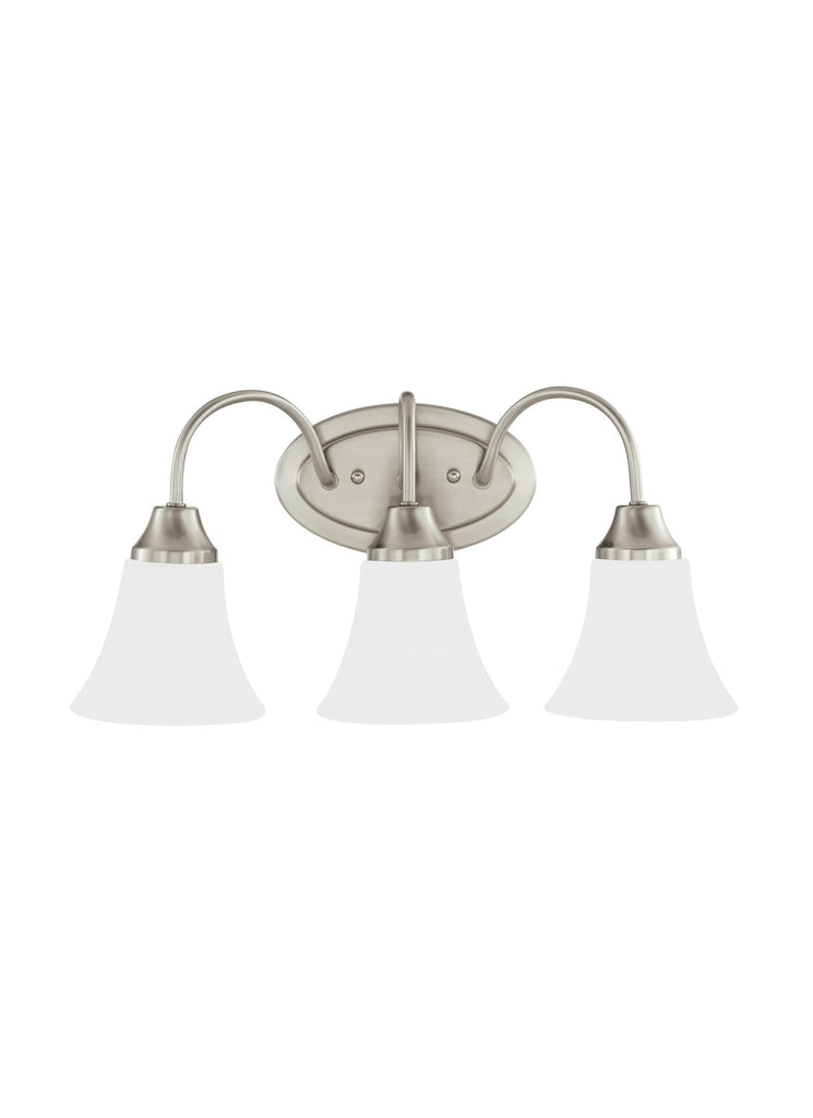 Holman Three Light Bath Vanity LED Fixture - Brushed Nickel Wall Sea Gull Lighting 