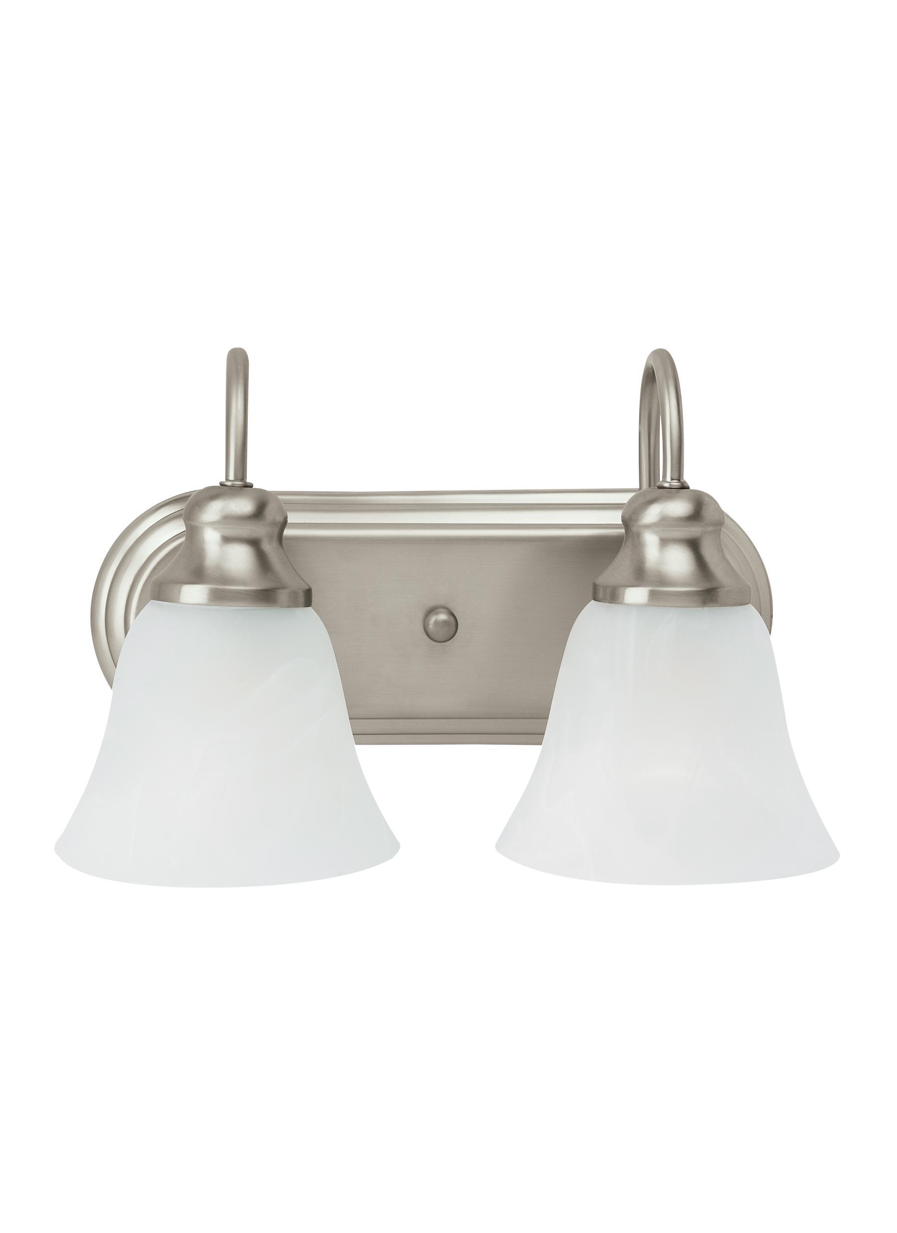 Windgate Two Light Bath Vanity LED Fixture - Brushed Nickel Wall Sea Gull Lighting 