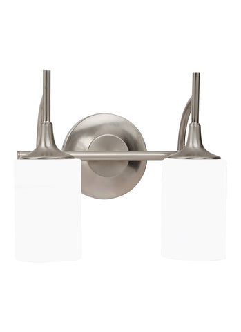 Stirling Two Light Bath Vanity Fixture - Brushed Nickel Wall Sea Gull Lighting 