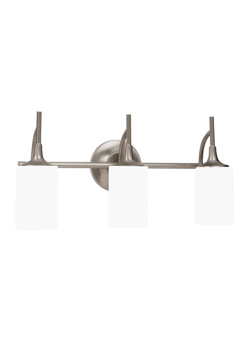 Stirling Three Light Bath Vanity Fixture - Brushed Nickel Wall Sea Gull Lighting 