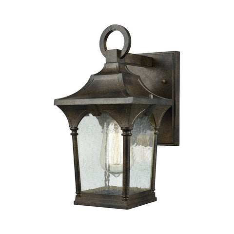 Loringdale 1 Light Outdoor Wall Sconce In Hazelnut Bronze With Clear Seedy Glass Outdoor Wall Elk Lighting 