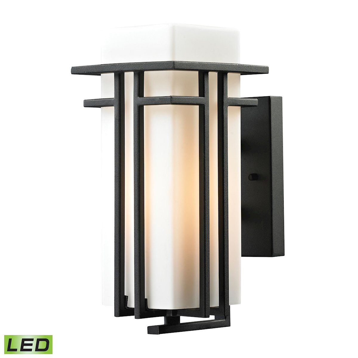 Croftwell 1 Light Outdoor LED Sconce In Textured Matte Black Outdoor Wall Elk Lighting 