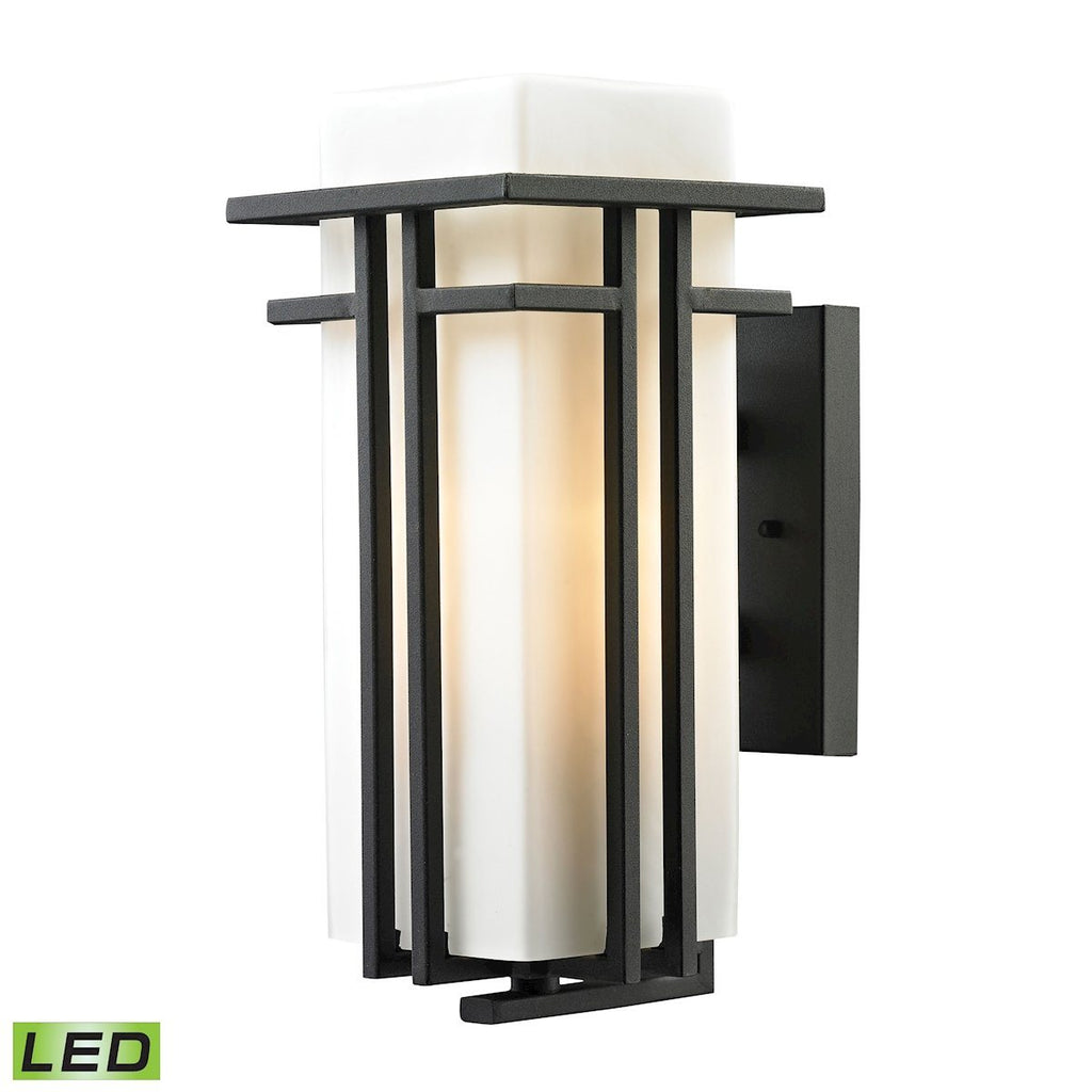 Croftwell 1 Light Outdoor LED Sconce In Textured Matte Black Outdoor Wall Elk Lighting 