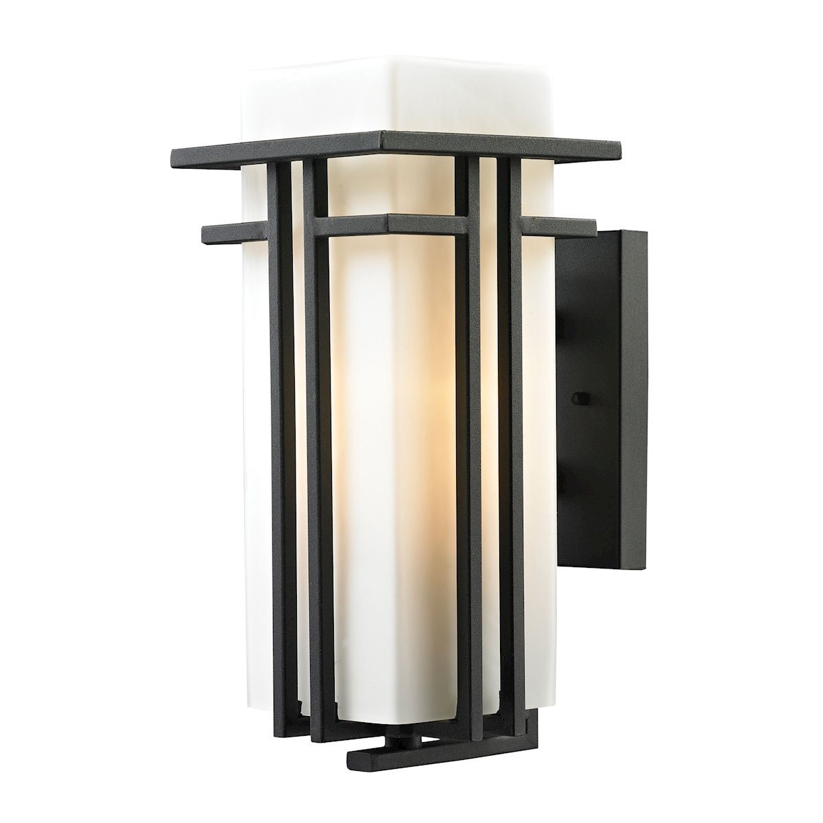 Croftwell 1 Light Outdoor Sconce In Textured Matte Black Outdoor Wall Elk Lighting 