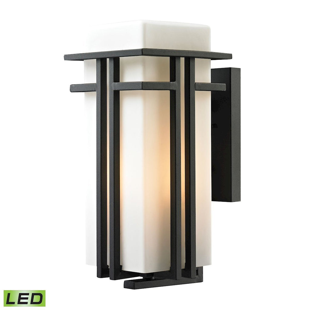 Croftwell 1 Light Outdoor LED Sconce In Textured Matte Black Outdoor Wall Elk Lighting 