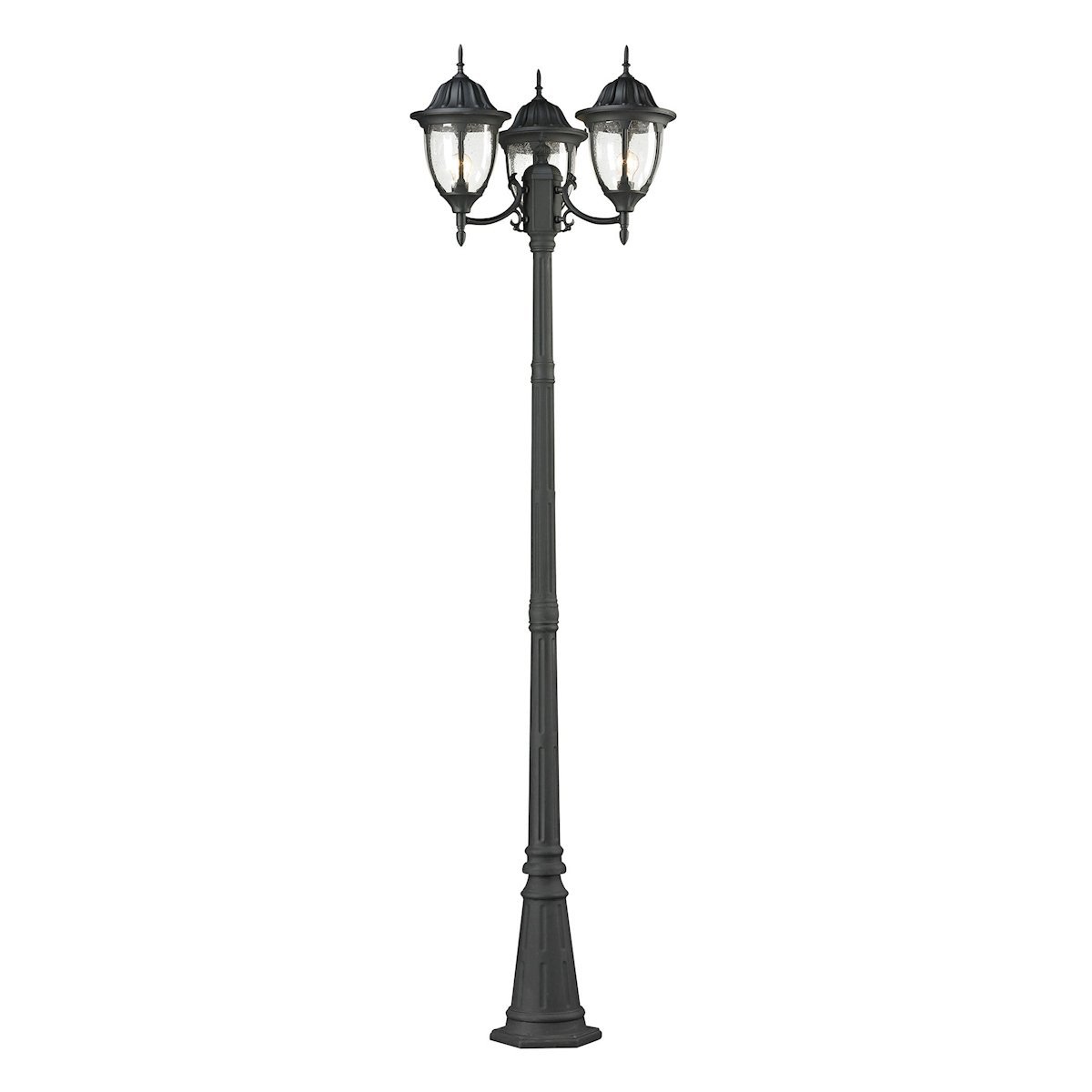 Central Square 3 Light Outdoor Post Lamp In Textured Matte Black Outdoor Post Elk Lighting 