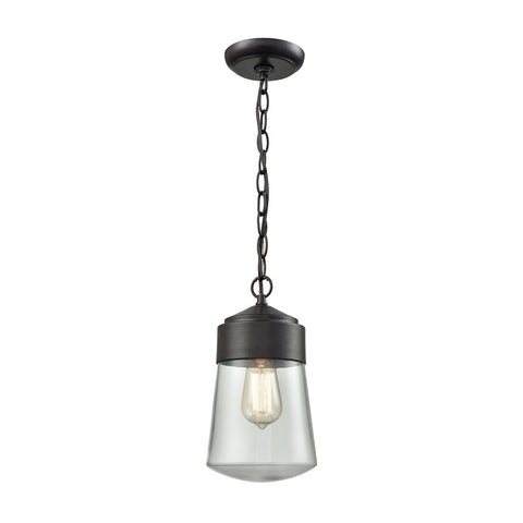 Mullen Gate 1 Light Outdoor Pendant In Oil Rubbed Bronze With Clear Glass Outdoor Elk Lighting 