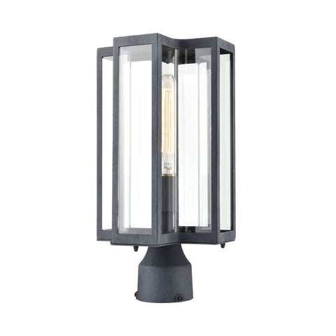 Bianca 1-Light Post Mount in Aged Zinc with Clear