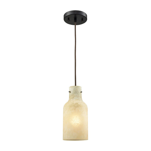 Weatherly Pendant In Oil Rubbed Bronze With Chalky Beige Glass Ceiling Elk Lighting 