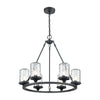Torch 6-Light Outdoor Chandelier in Charcoal with Water Glass