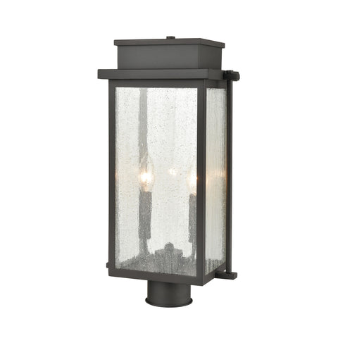 Braddock 2-Light Outdoor Post Mount in Architectural Bronze with Seedy Glass Enclosure