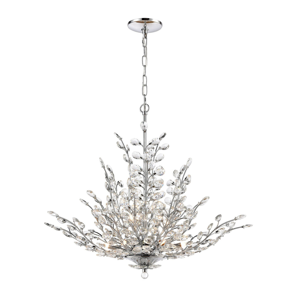 Crystique 9-Light Chandelier in Polished Chrome with Clear Crystal Ceiling Elk Lighting 