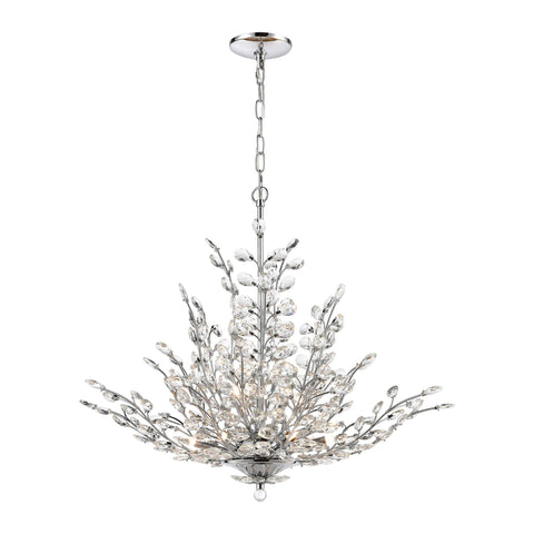 Crystique 9-Light Chandelier in Polished Chrome with Clear Crystal Ceiling Elk Lighting 