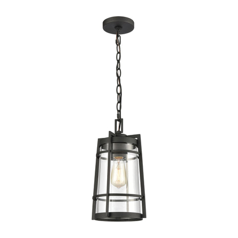 Crofton 1-Light Outdoor Pendant in Charcoal with Clear Glass
