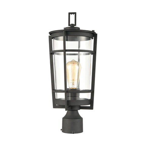 Crofton 1-Light Outdoor Post Mount in Charcoal with Clear Glass