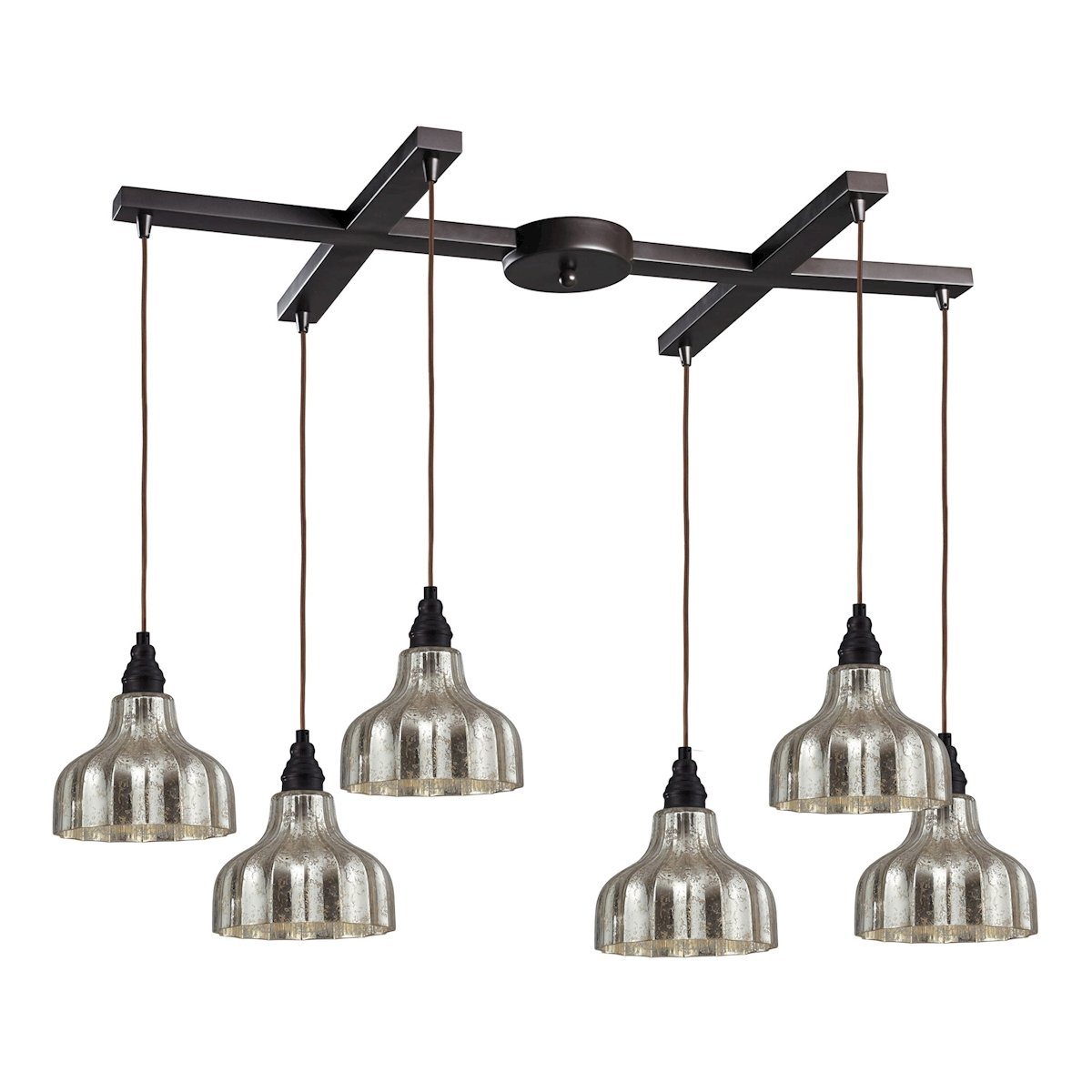 Danica 6 Light Pendant In Oiled Bronze And Mercury Glass Ceiling Elk Lighting 