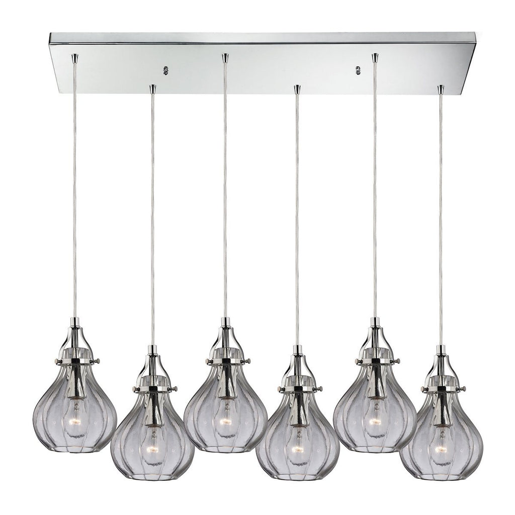Danica 6 Light Pendant In Polished Chrome And Clear Glass Ceiling Elk Lighting 