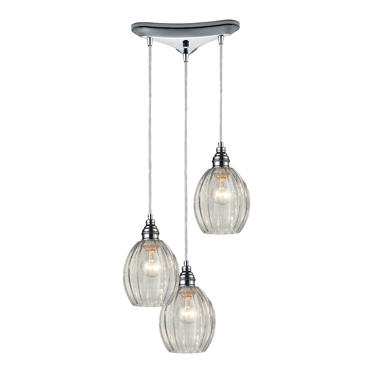 Danica 3 Light Pendant In Polished Chrome And Clear Glass Ceiling Elk Lighting 