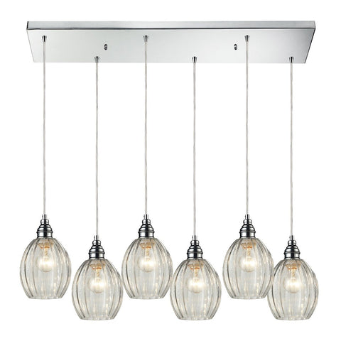 Danica 6 Light Pendant In Polished Chrome And Clear Glass Ceiling Elk Lighting 