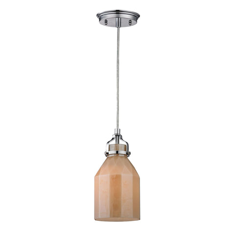 Danica 1 Light Pendant in Polished Chrome and Cream Champagne Glass Ceiling ELK Lighting 