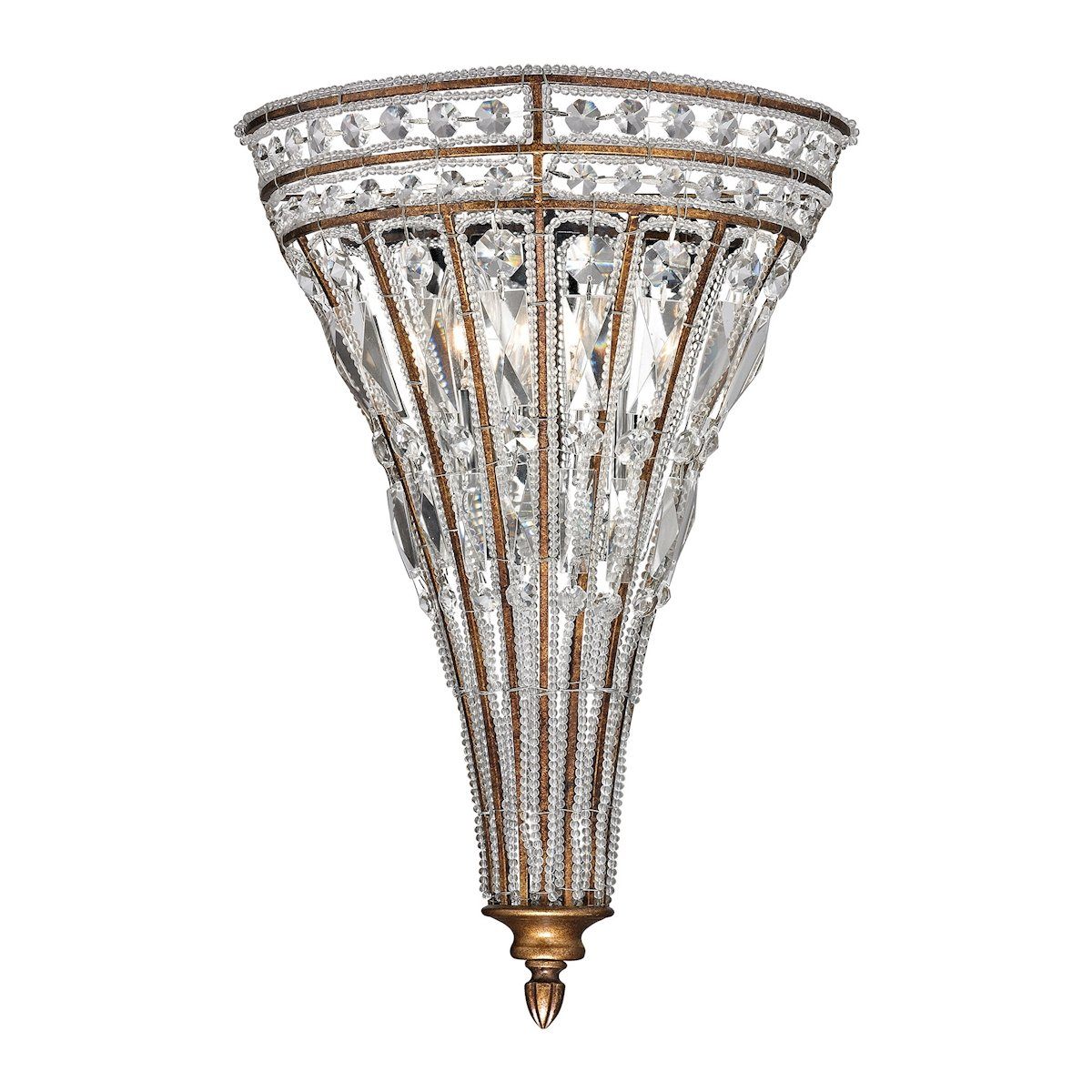 Empire 2 Light Wall Sconce In Mocha And Clear Crystal Wall Sconce Elk Lighting 