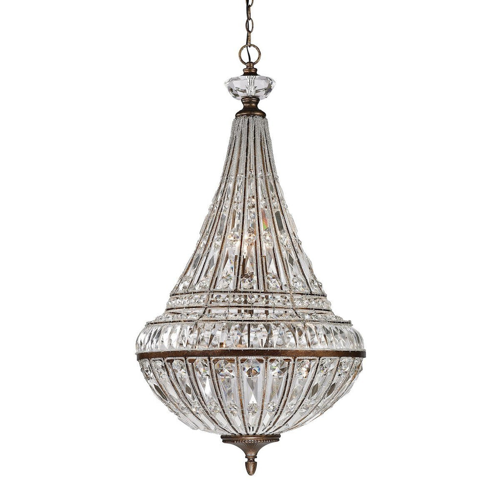 Empire 9 Light Pendant In Mocha And Clear Crystal Ceiling Elk Lighting 