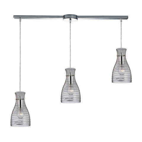 Strata 3 Light Pendant In Polished Chrome And Clear Glass Ceiling Elk Lighting 