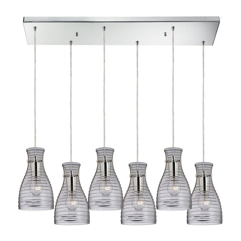 Strata 6 Light Pendant In Polished Chrome And Clear Glass Ceiling Elk Lighting 