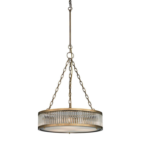Linden Manor 3 Light Pendant In Crystal And Aged Brass Ceiling Elk Lighting 