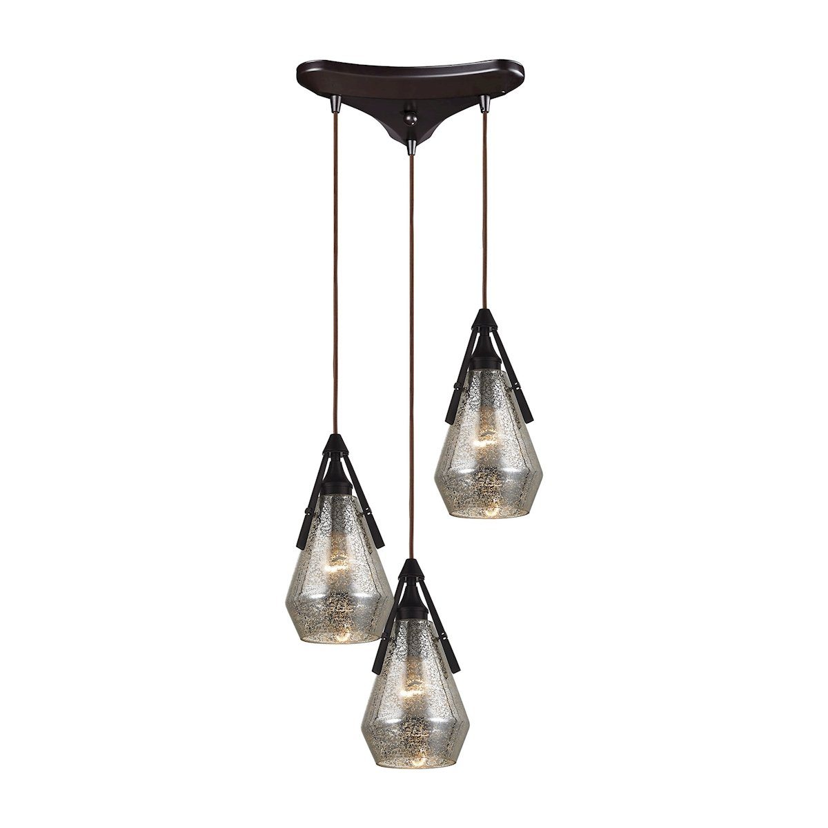 Duncan 3 Light Pendant In Oil Rubbed Bronze And Antique Mercury Glass Ceiling Elk Lighting 