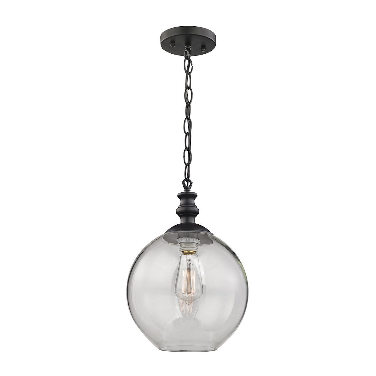 Bergen 1 Light Pendant In Oil Rubbed Bronze And Clear Glass Ceiling Elk Lighting 