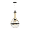 Vispon 1-Light Pendant in Matte Black and Burnished Brass with Clear Glass