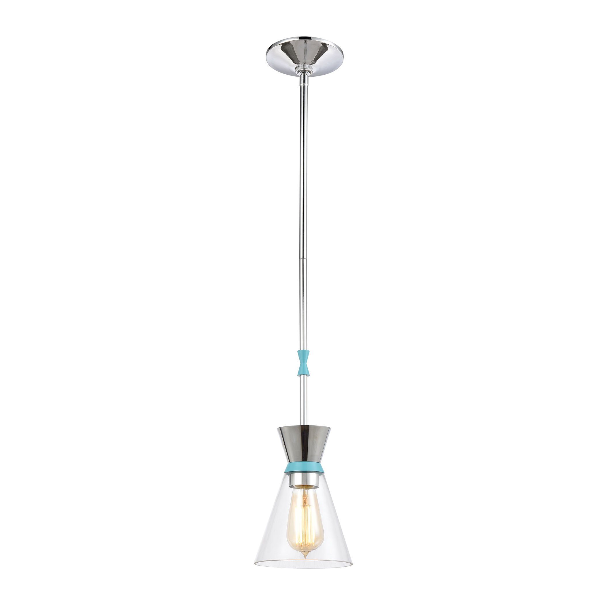 Modley 1-Light Mini Pendant in Polished Chrome with Clear Glass Ceiling Elk Lighting 