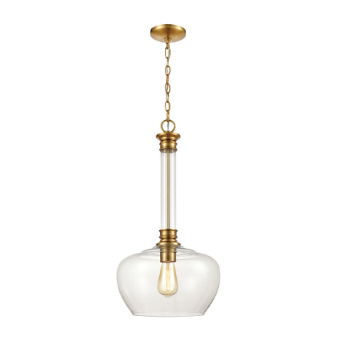 Glasgow 1-Light Pendant in Burnished Brass with Clear Glass