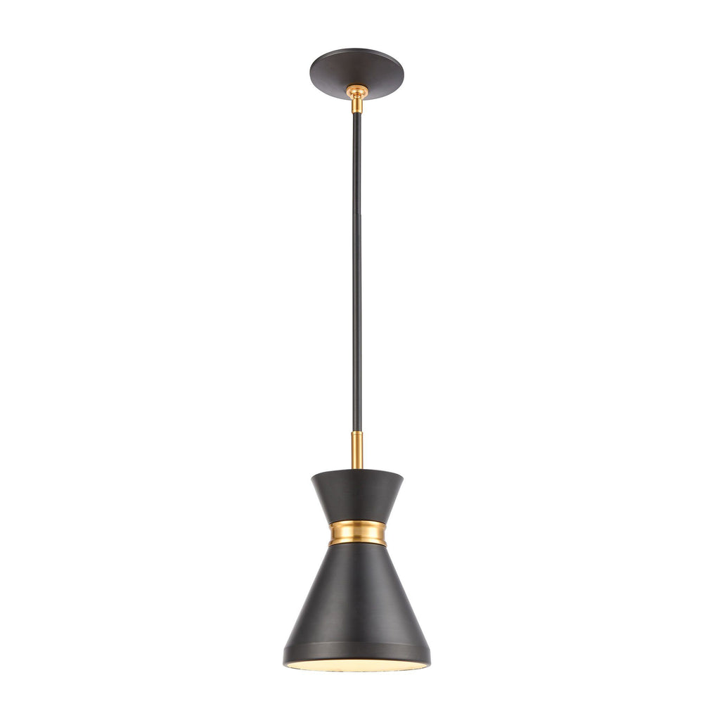 Modley 1-Light Mini Pendant in Matte Black with Metal Ceiling Elk Lighting 