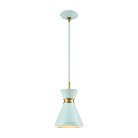 Modley 1-Light Mini Pendant in Pastel Aqua with Metal Ceiling Elk Lighting 