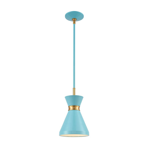 Modley 1-Light Mini Pendant in Pastel Blue with Metal Ceiling Elk Lighting 