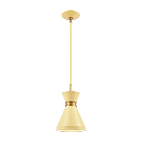 Modley 1-Light Mini Pendant in Pastel Yellow with Metal Ceiling Elk Lighting 