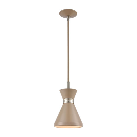 Modley 1-Light Mini Pendant in Warm Gray with Metal Ceiling Elk Lighting 